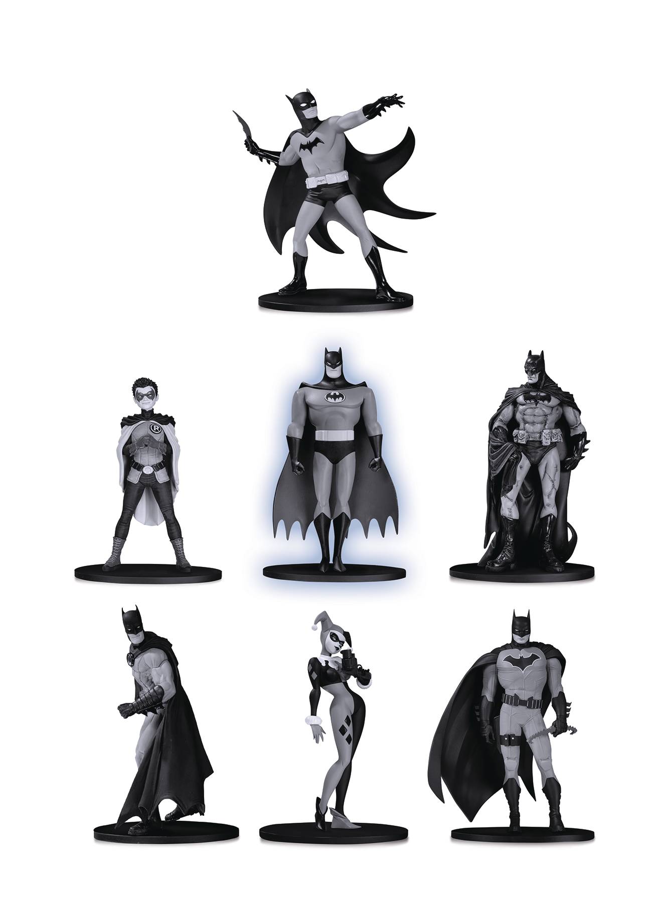 BATMAN BLACK WHITE MINI PVC FIGURE 7 PACK SET 2